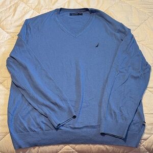 Nautica Men's Classic Blue V-Neck Sweater